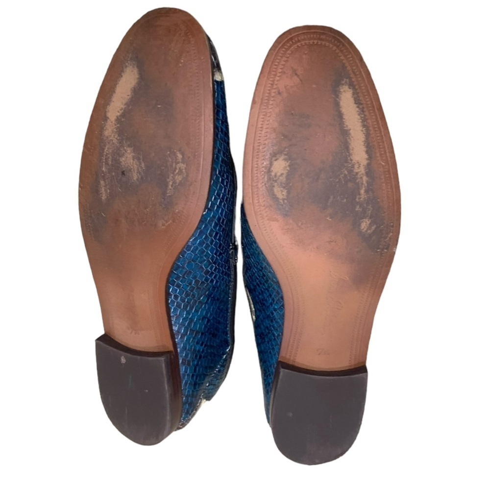 Sam Edelman Loraine teal blue snakeskin print leather slip on loafers size 7.5 - Picture 11 of 13